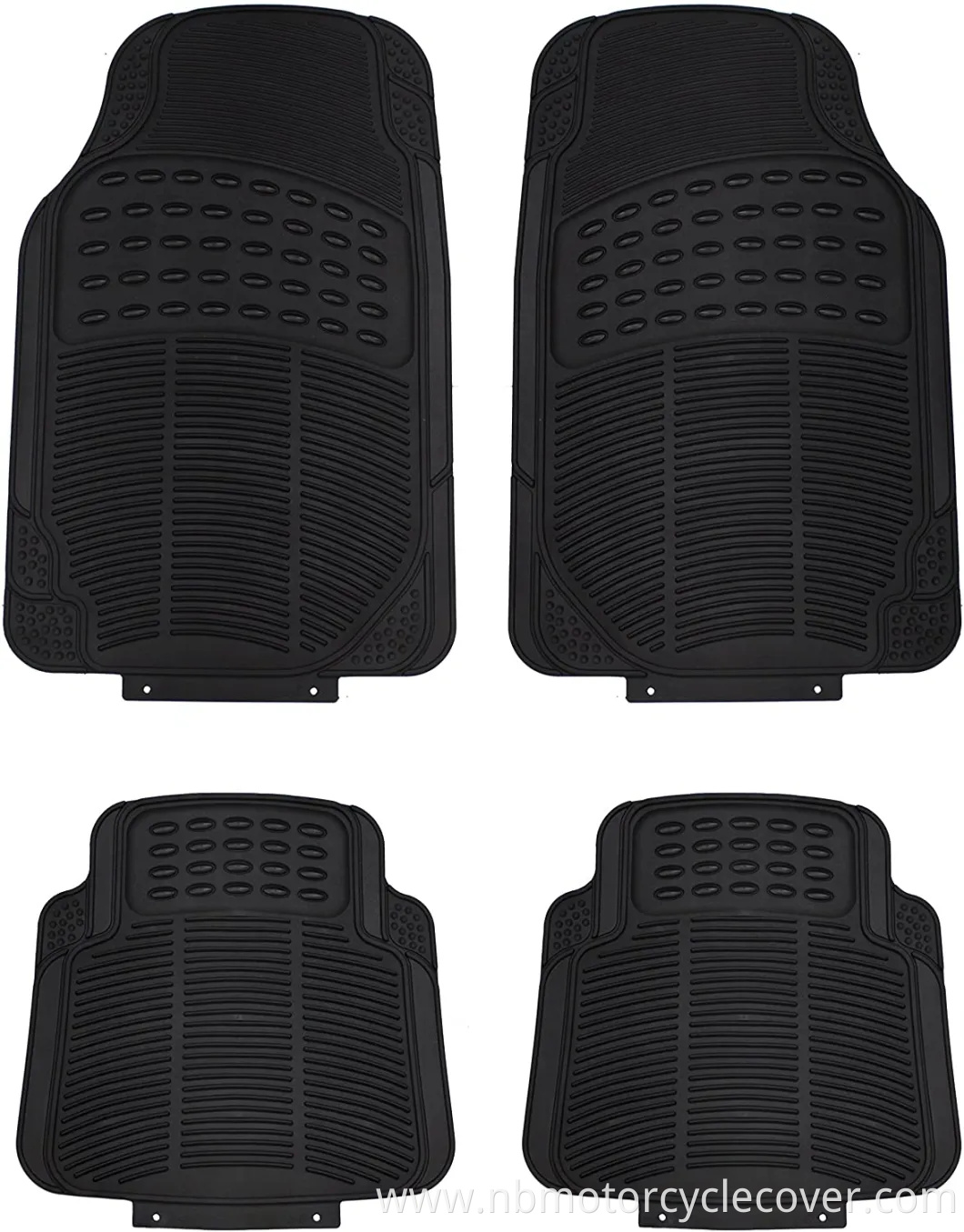 Set All-Season Heavy Duty Ridged Rubber Floor Mat for Cars, Suvs, Vans & Trucks - Universal Carpet Trimmable to Fit Any Vehicle (Black 4-Pack)